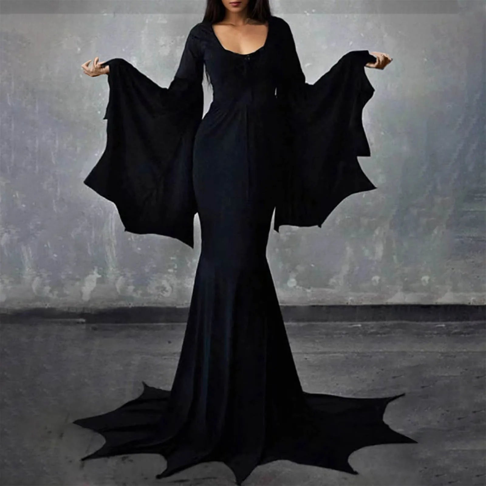 Bargain Blast JuliaFashion - New Retro Gothic High Waist Vampire Bat Sleeve Halloween Outfit Dress