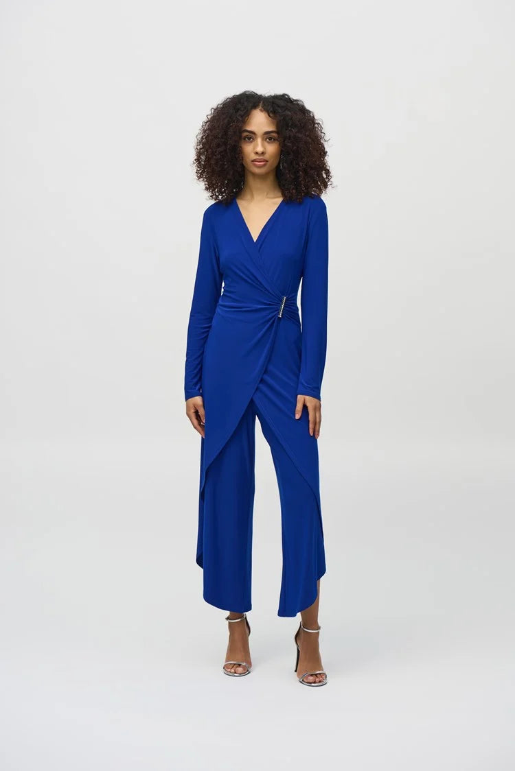 Lowest Price Joseph Ribkoff Royal Sapphire Silky Knit Wrap Culotte Jumpsuit