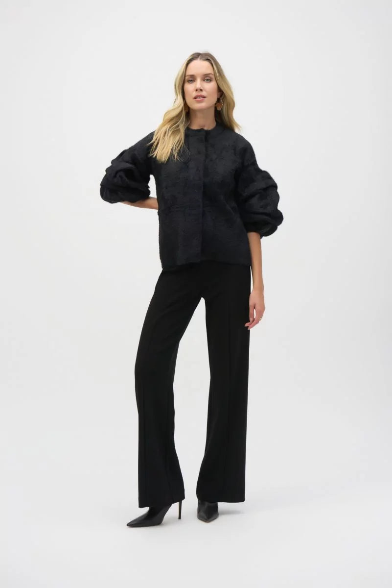 flowy evening dressJoseph Ribkoff Black Sweater Knit Puff Sleeve Jacket