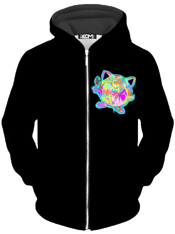 Limited Availability Jiggly Black Unisex Zip-Up Hoodie