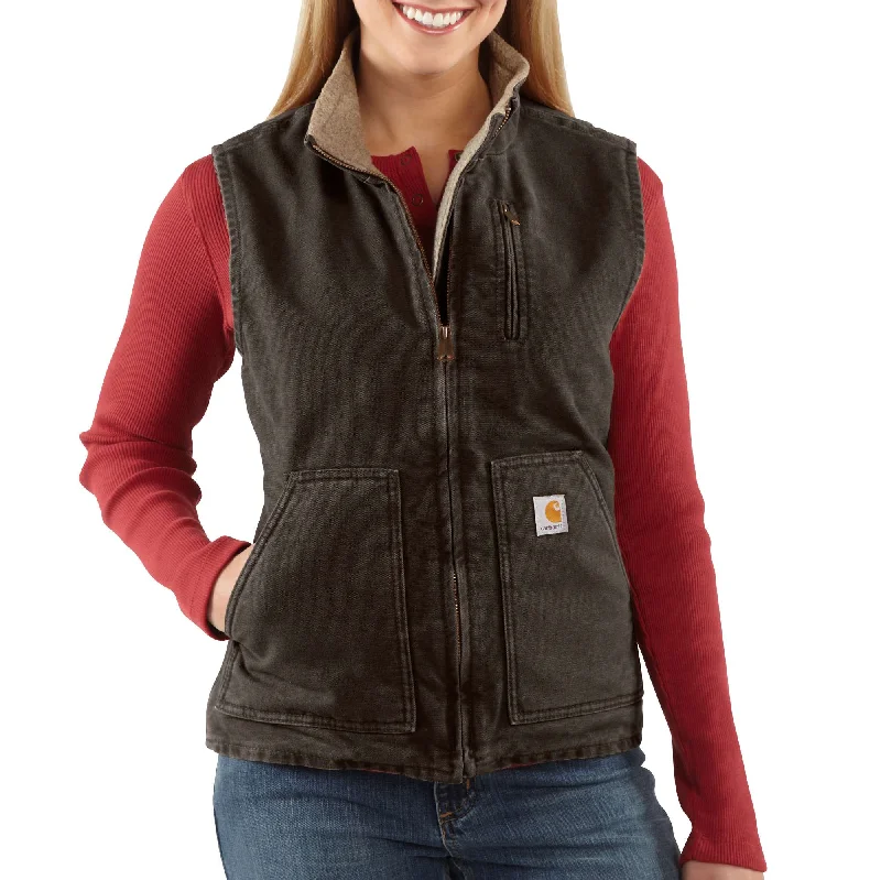 Limited Time Sandstone Mock-Neck Vest/Sherpa-Lined