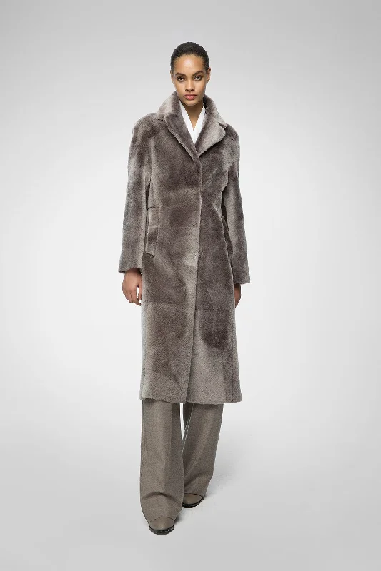 classic bomber jacketJennifer - Warm Grey Shearling Coat