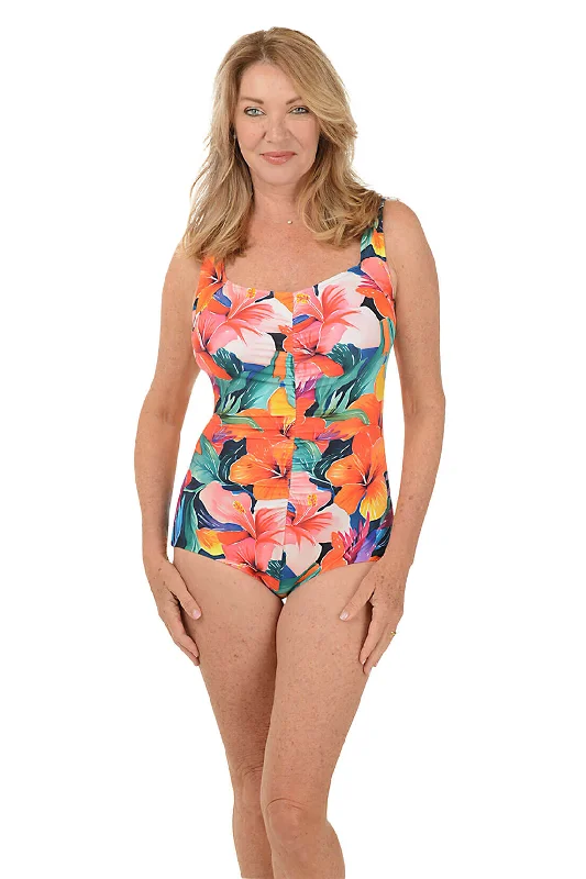 Super Deal Hibiscus Honey Girl Leg Swimsuit