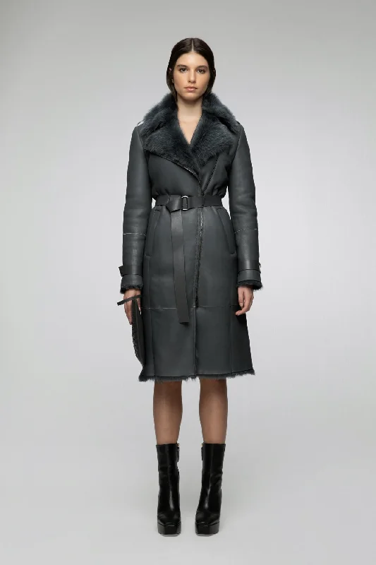 classic zip-up coatHarmony - Indigo Shearling Coat