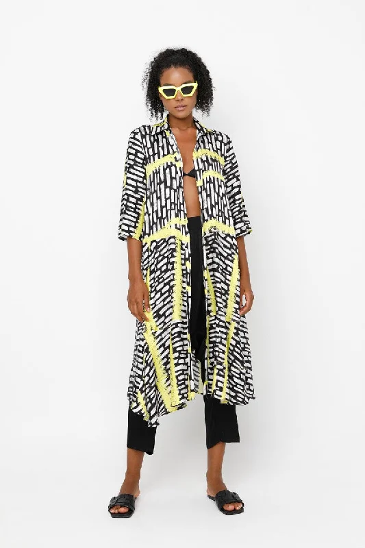 casual midi dressOzai N Ku Black/Yellow Puzzle Retouched Dress