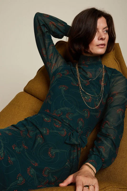 Midnight Sale KING LOUIE Pine Green Betsy Roll Neck Dress