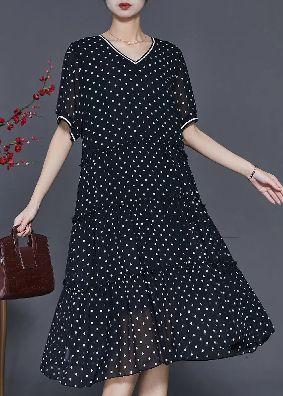 elegant maxi dressBeautiful Black Ruffled Exra Large Hem Chiffon Dresses Summer