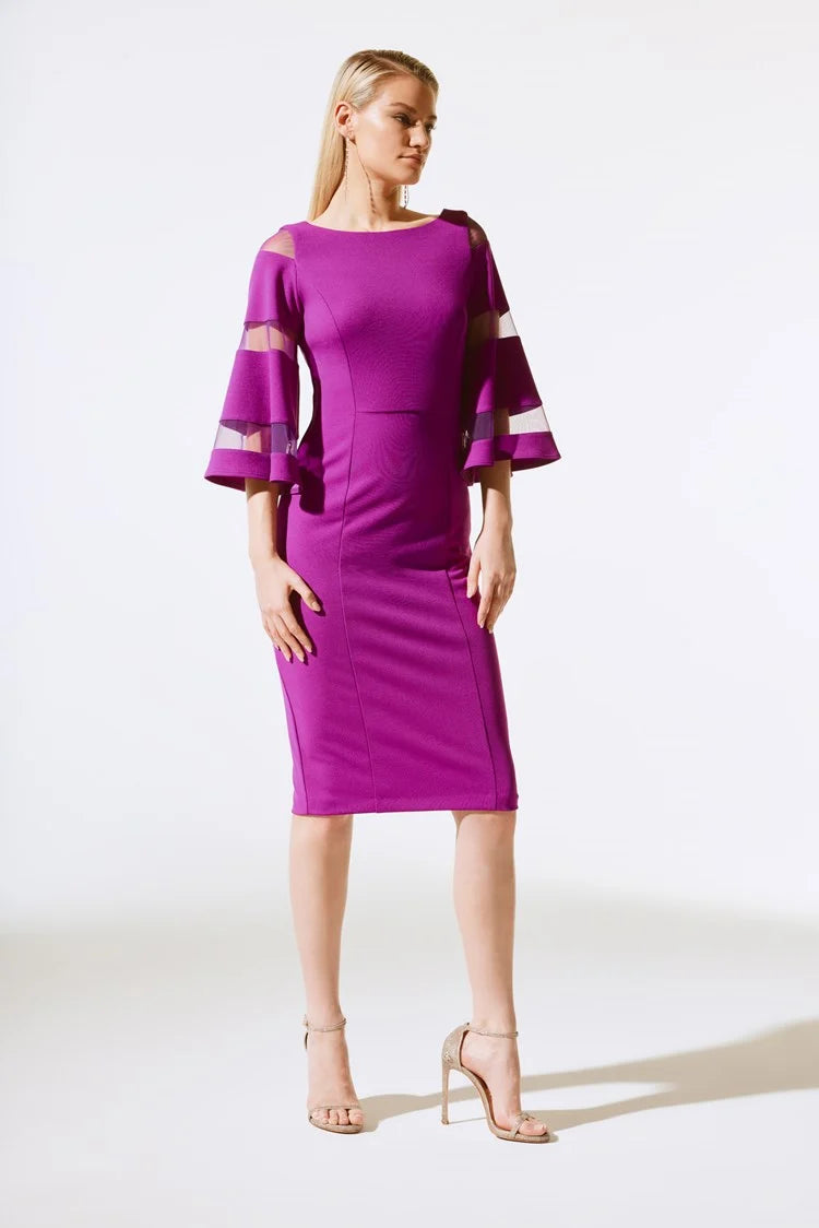 sleek midi dressJoseph Ribkoff Empress Scuba Crepe with Mesh Sheath Dress