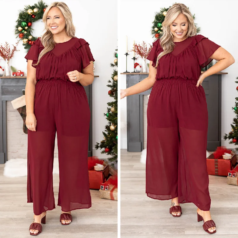 office dressNo Ordinary Day Jumpsuit, Wine