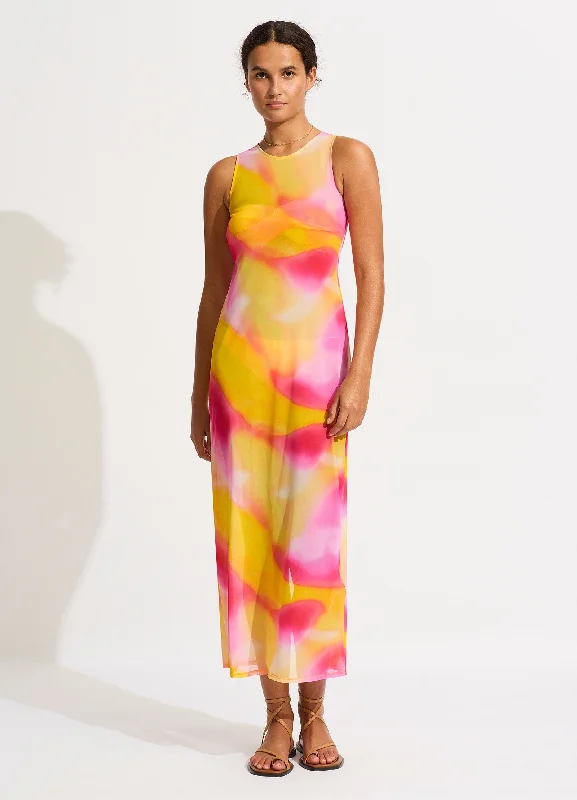 Special Price Colour Crush Mesh Midi Cover Up - Fuchsia Rose