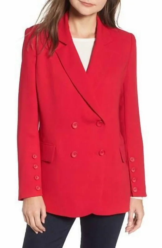 Value Deals Button Detail Double Breasted Blazer In Red