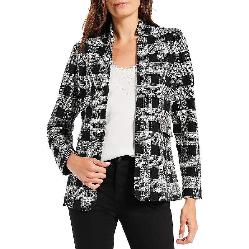 Today’s Special Womens Cotton Blend Plaid One-Button Blazer