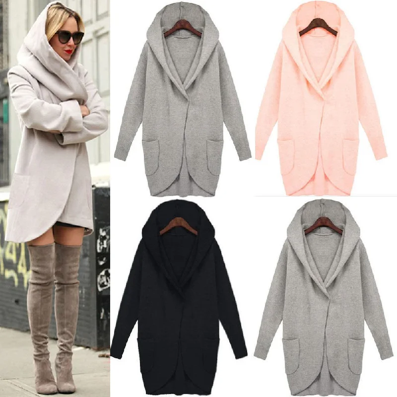 cozy winter coatWipalo Women Long Coat Autumn 2018 Plus Size Winter Hooded Woolen Coats Female Casual Loose Jackets Cardigans Feminino 4XL 5XL