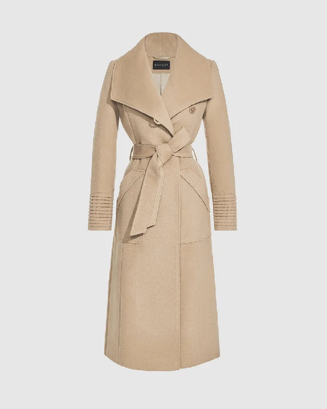 stylish lightweight coatBaby Alpaca Long Wide Collar Wrap Coat