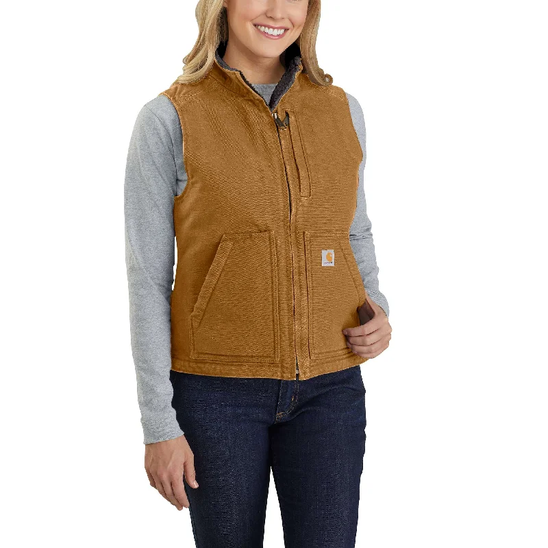 Deal Alert Relaxed Fit Washed Duck Sherpa-Lined Mock-Neck Vest