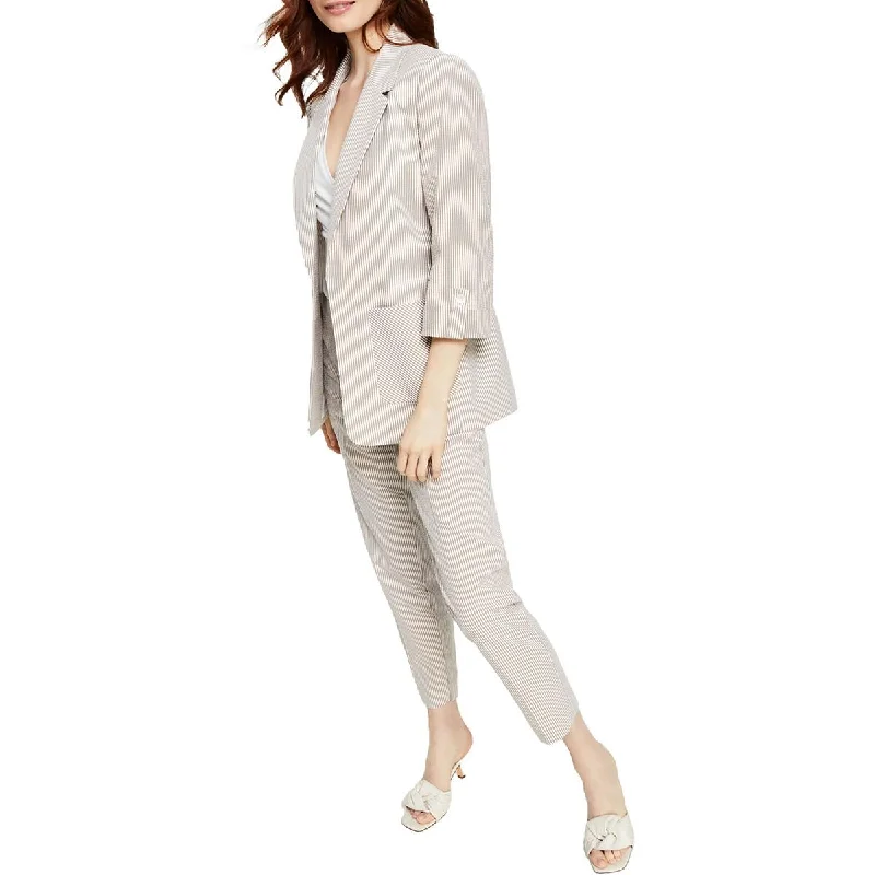 Major Savings Petites Womens Sriped Long Sleeve Open-Front Blazer