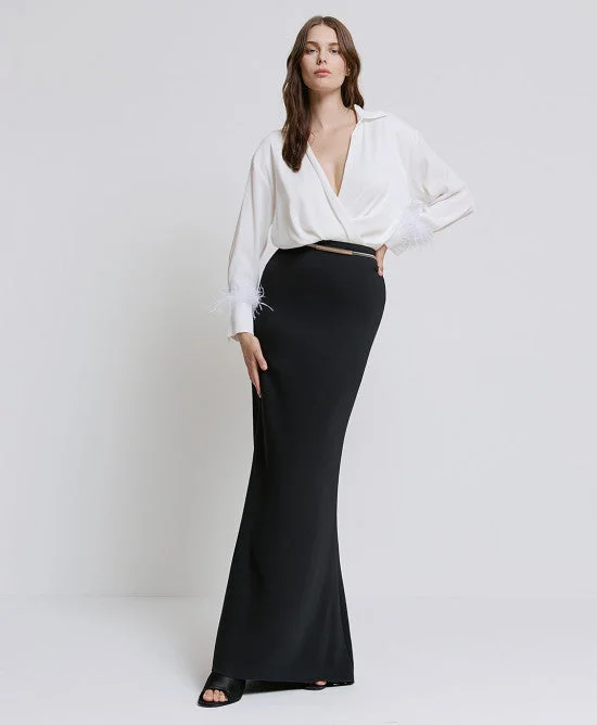 Blowout Sale Access Fashion White V Neck Draped Blosue