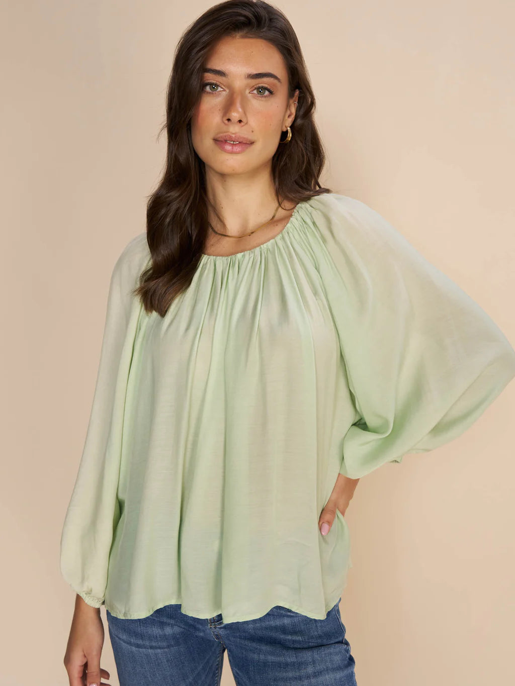 Now or Never Mos Mosh Smoke Green Boheme Soft Blouse