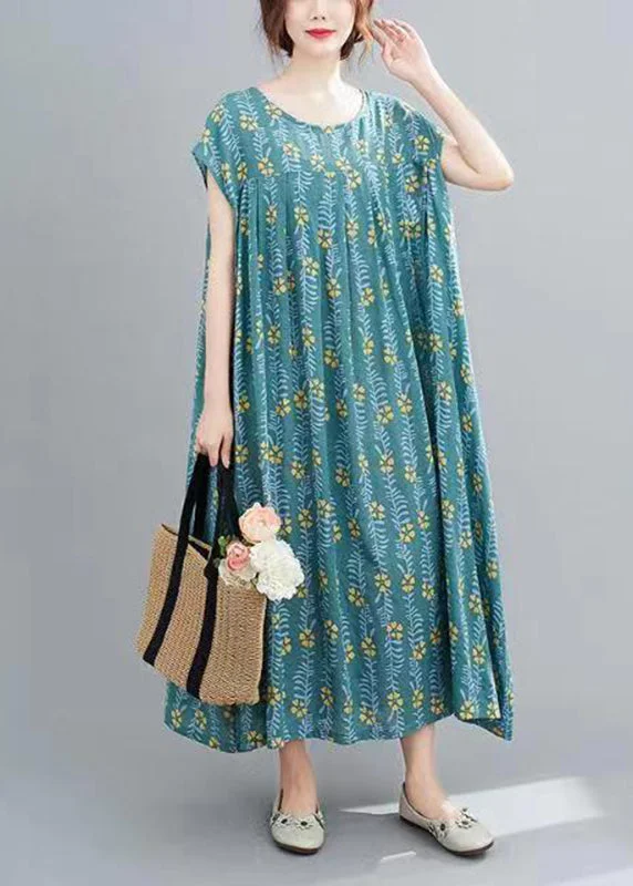 comfy dressBlue O-Neck Cozy Maxi Dresses Summer