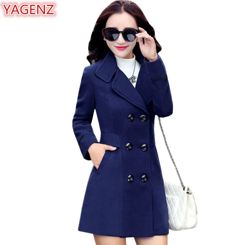 Crazy Savings YAGENZ Blends Woolens Overcoat Female Coat Autumn Winter Coats And Jackets Women Plus size Coat Women's Wool Coats Long Tops 647 Crazy Savings YAGENZ Blends Woolens Overcoat Female Coat Autumn Winter Coats And Jackets Women Plus size Coat Women's Wool Coats Long Tops 647