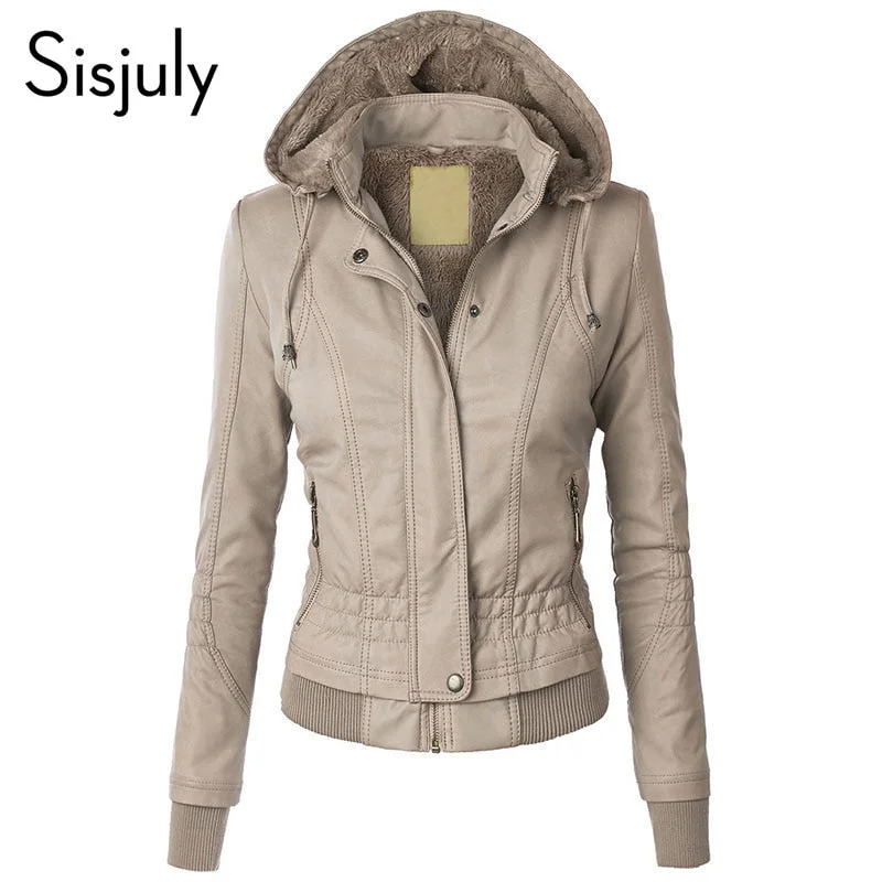 sporty outerwearSisjuly Jacket Coat Women 2018 Winter Autumn Slim Zipper Hooded Coat Female Warm Casual Outerwear Solid 2xl Fall Jacket Coats