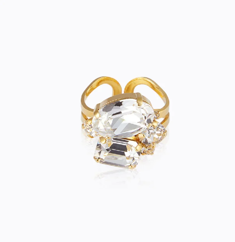 New Deals Caroline Svedbom Mini Carolina Ring Gold Crystal