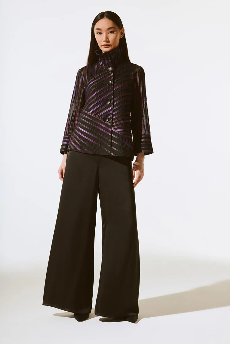 Price Cut Joseph Ribkoff Black/Multi Abstract Print Soutache Jacket