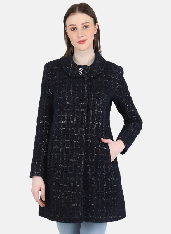 Final Markdown Women NAvy Blue Check Coat