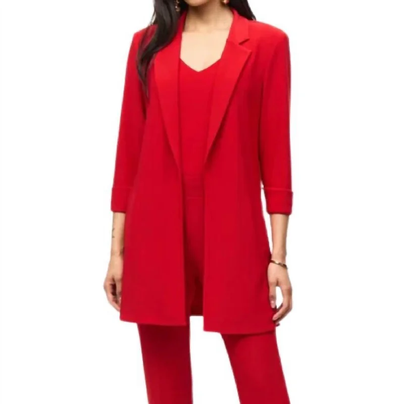 Lowest Price Knit Long Blazer In Red