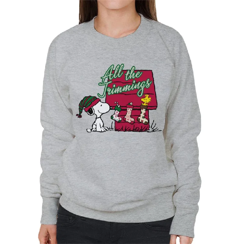 eco-friendly sports hoodiePeanuts Snoopy Woodstock In A Stocking Women's Sweatshirt