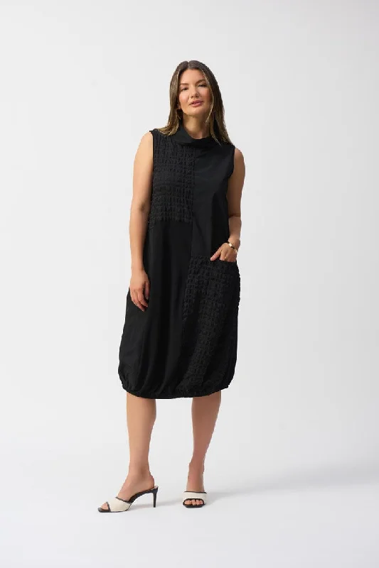 long sleeve dressJoseph Ribkoff Black Bubble Jacquard Sleeveless Cocoon Dress