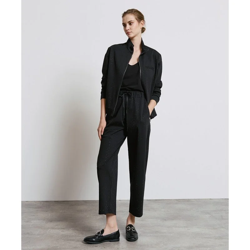 Buy More, Save More Access Fashion Relaxed  Black Rhinestone Studded Trousers