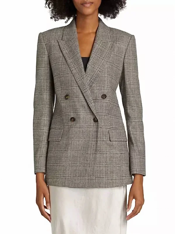 Grand Opening Sale Plaid Double Breasted Blazer In Heritage Glen Plaid