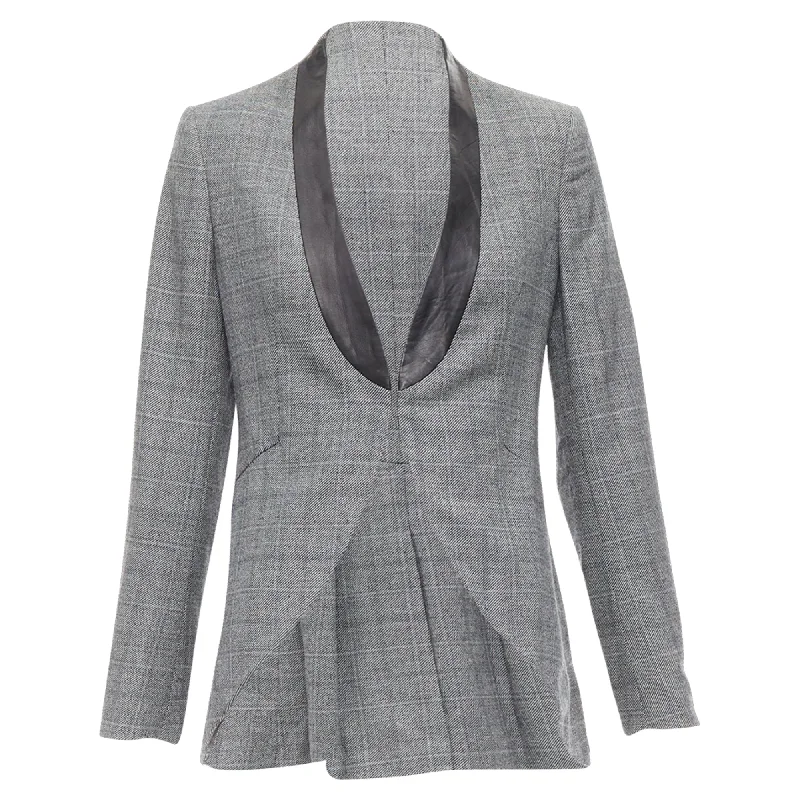 Discount Days Rag & Bone Checkered Wool Leather Collar Tux Blazer