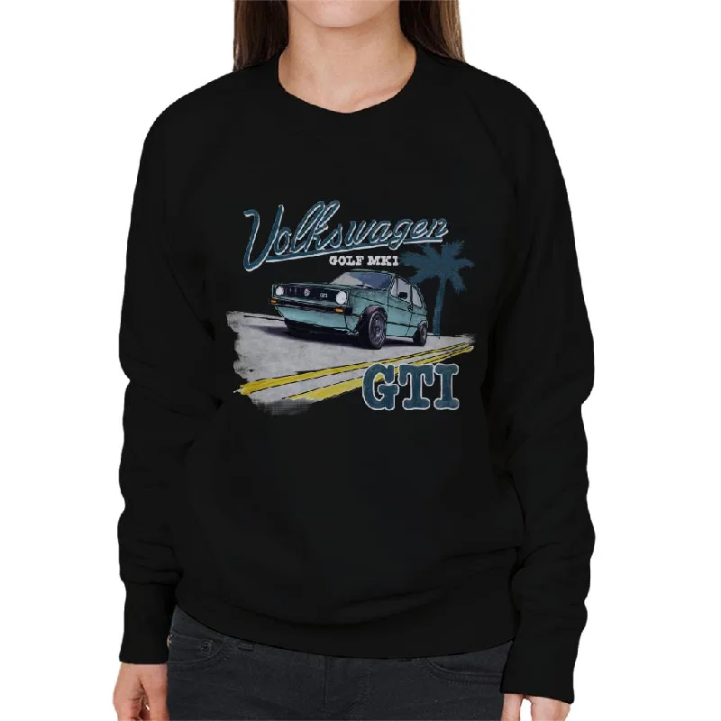 Price Rollback activewear hoodieVolkswagen Golf MK1 GT1 On The Road White Text Women's Sweatshirt