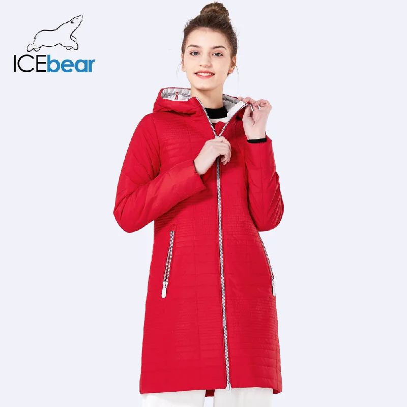 sleek trench coatICEbear 2018 Spring Autumn Long Cotton Women's Coats With Hood Fashion Ladies Padded Jacket Parkas For Women 17G292D