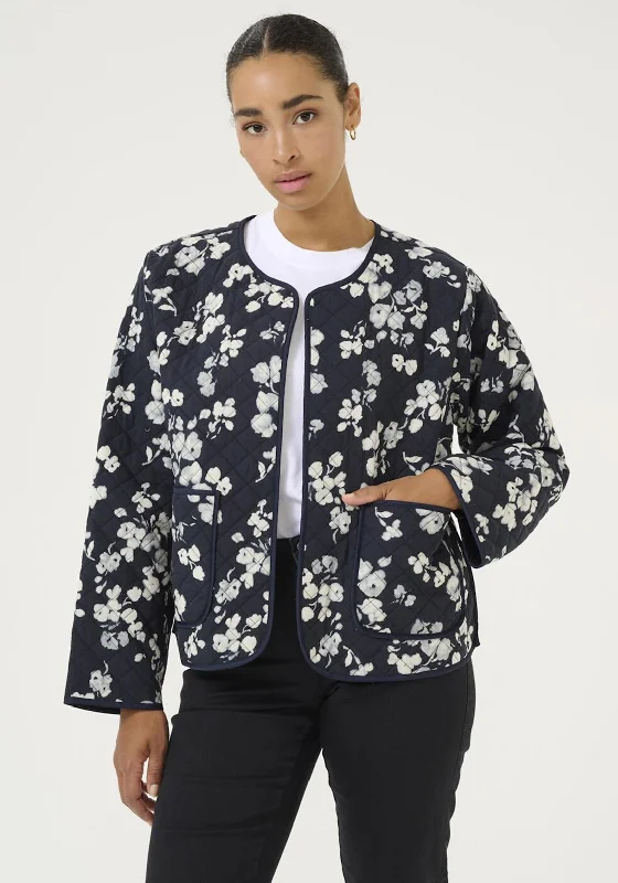 Midnight Sale Kaffe Valia Floral Print Quilted Jacket, Navy