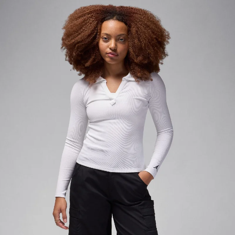Clearance Sale Jordan Long Sleeve White Knit Fitted Top