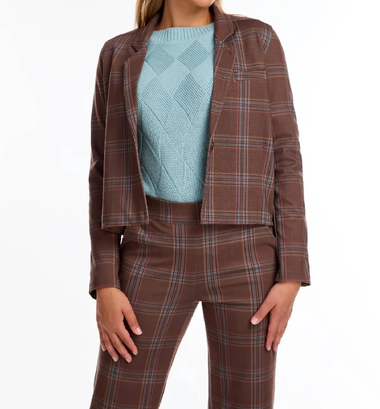 Limited Stock Cropped Blazer In Tribeca Check
