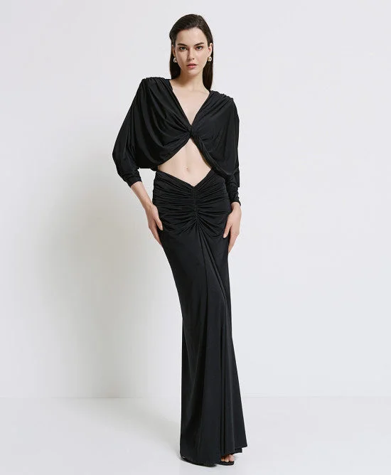 Exclusive Access Access Fashion Black Long Skirt With Gathering