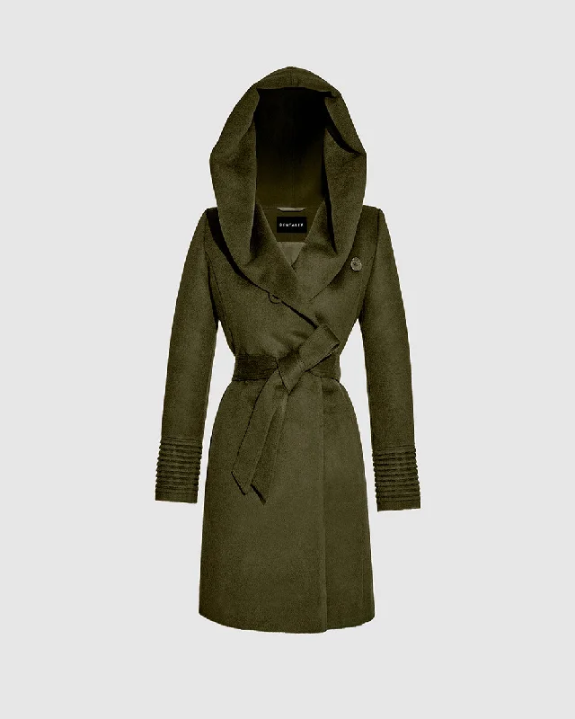 classic jacketBaby Alpaca Mid Length Hooded Wrap Coat