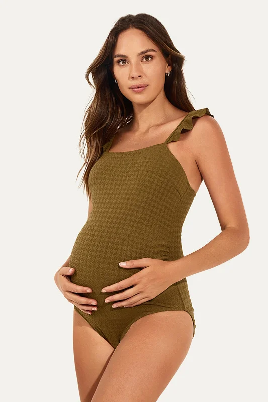 Midnight Madness Ruffle Strap Maternity One-Piece Swimsuit