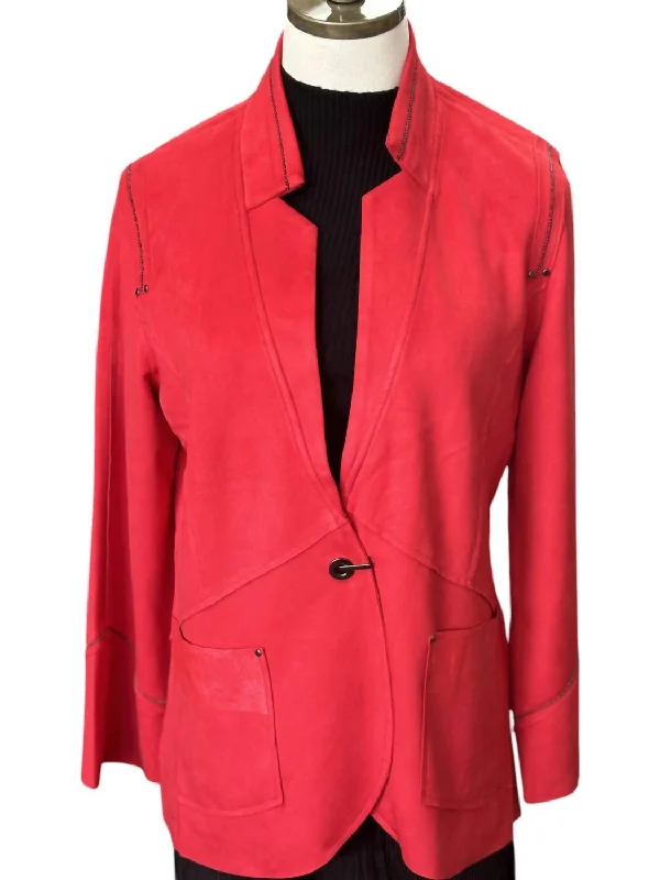 Extra Savings Suede Blazer In Cherry