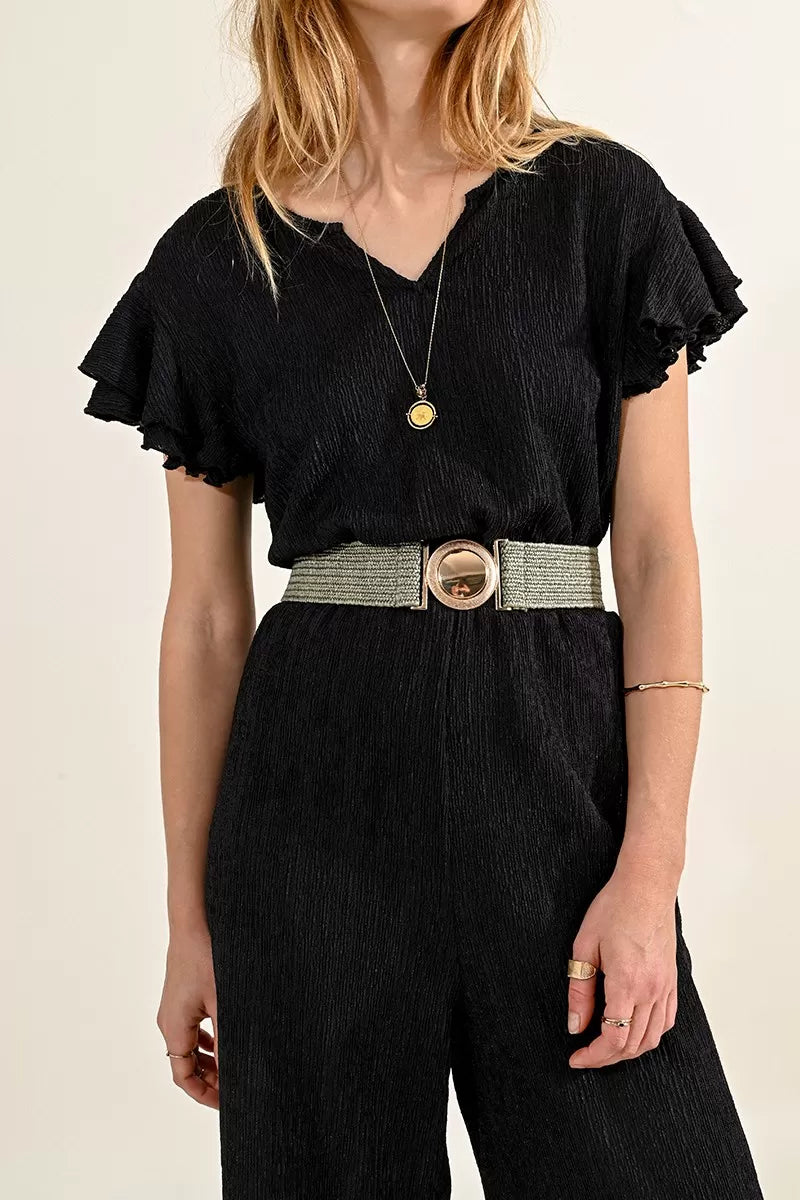 Flash Sale Molly Bracken Round Button Khaki Woven Belt
