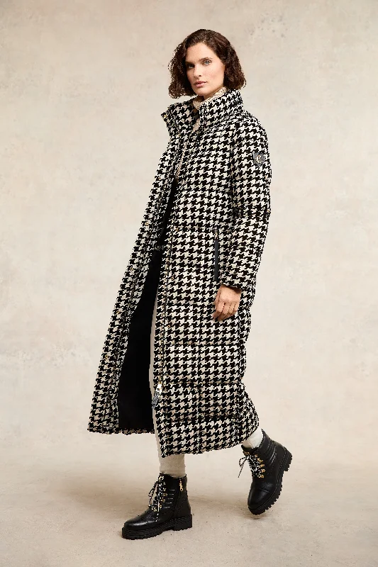Year-End Clearance Crawford Longline Coat (Ecru Houndstooth)