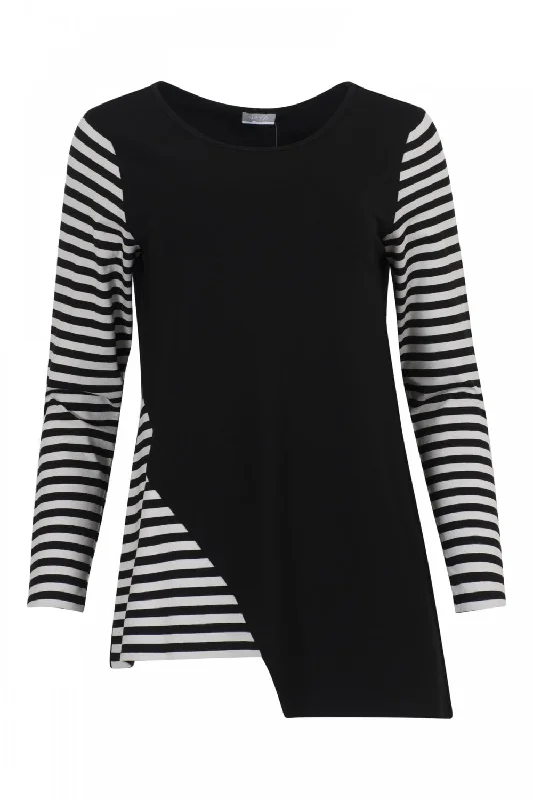 Clearance Sale Naya Angle Hem Off White/Black Top Stripe Sleeve