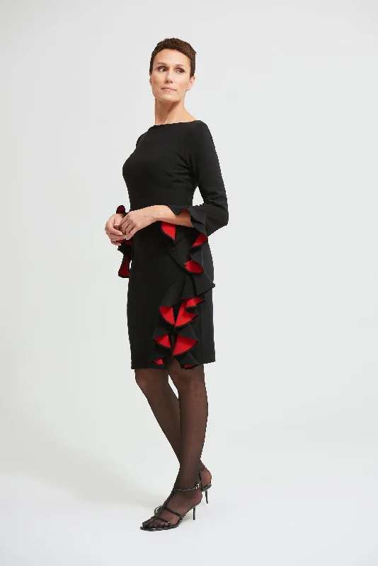 Great Deals Joseph Ribkoff Two-Tone Ruffle Dress