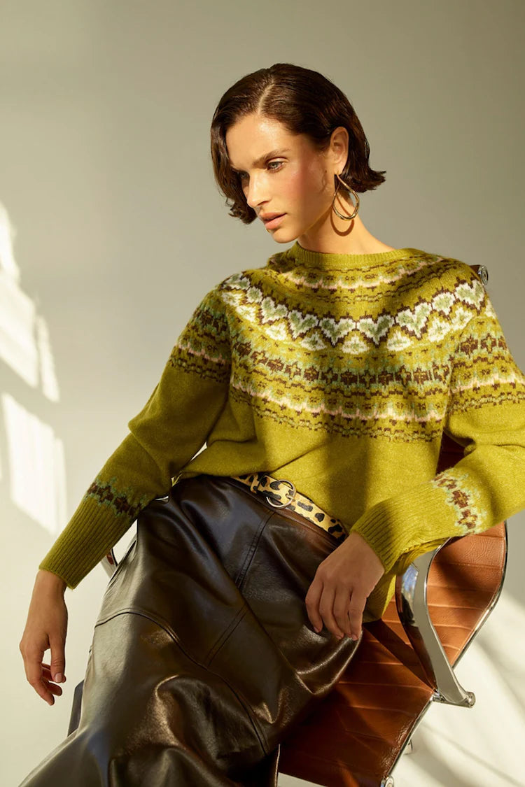 TIME-Limited Offer Md'M Green Fairsile Jumper