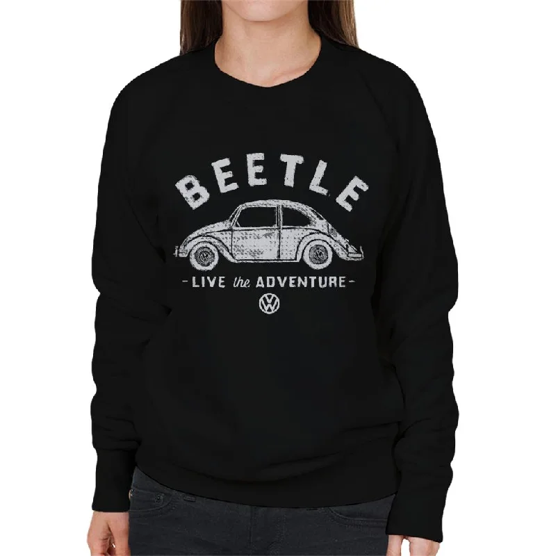 Act Fast high-end athletic hoodieVolkswagen Beetle White Live The Adventure Logo Women's Sweatshirt