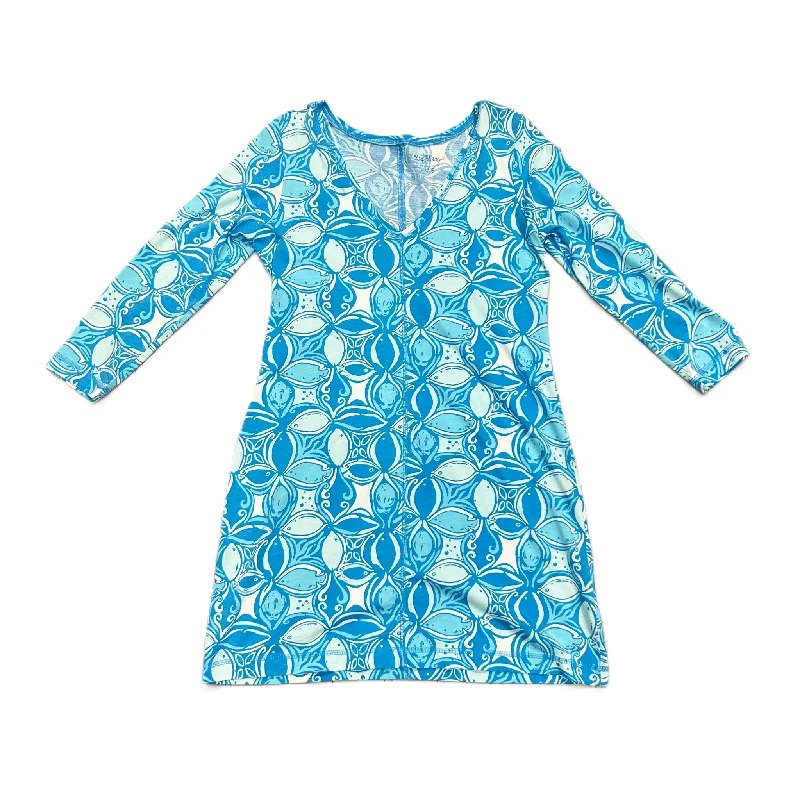 Steals and Deals Dress Designer By Lilly Pulitzer In Blue & White, Size: M